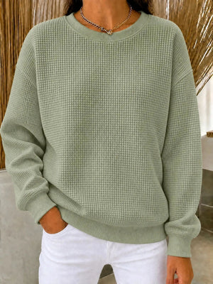 Pink sweatshirt with pullover and waffle knit