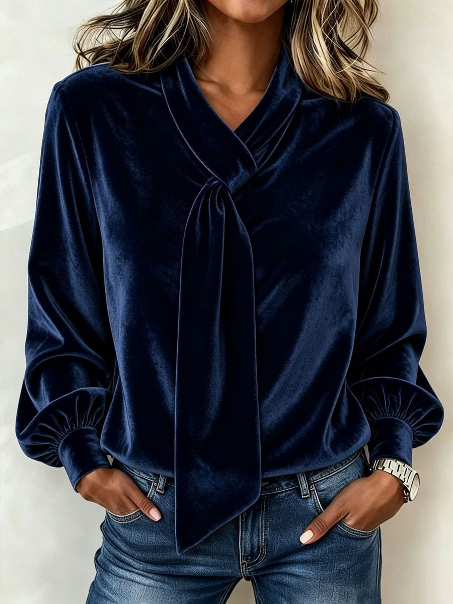 light blue regular blouse with v-neck