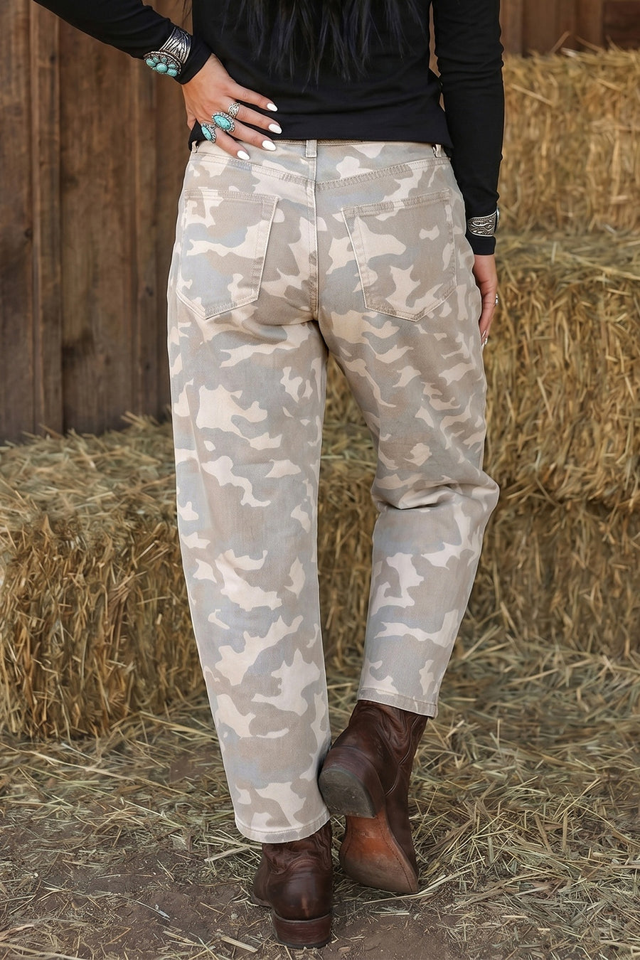 light gray jeans featuring pocketed and camo