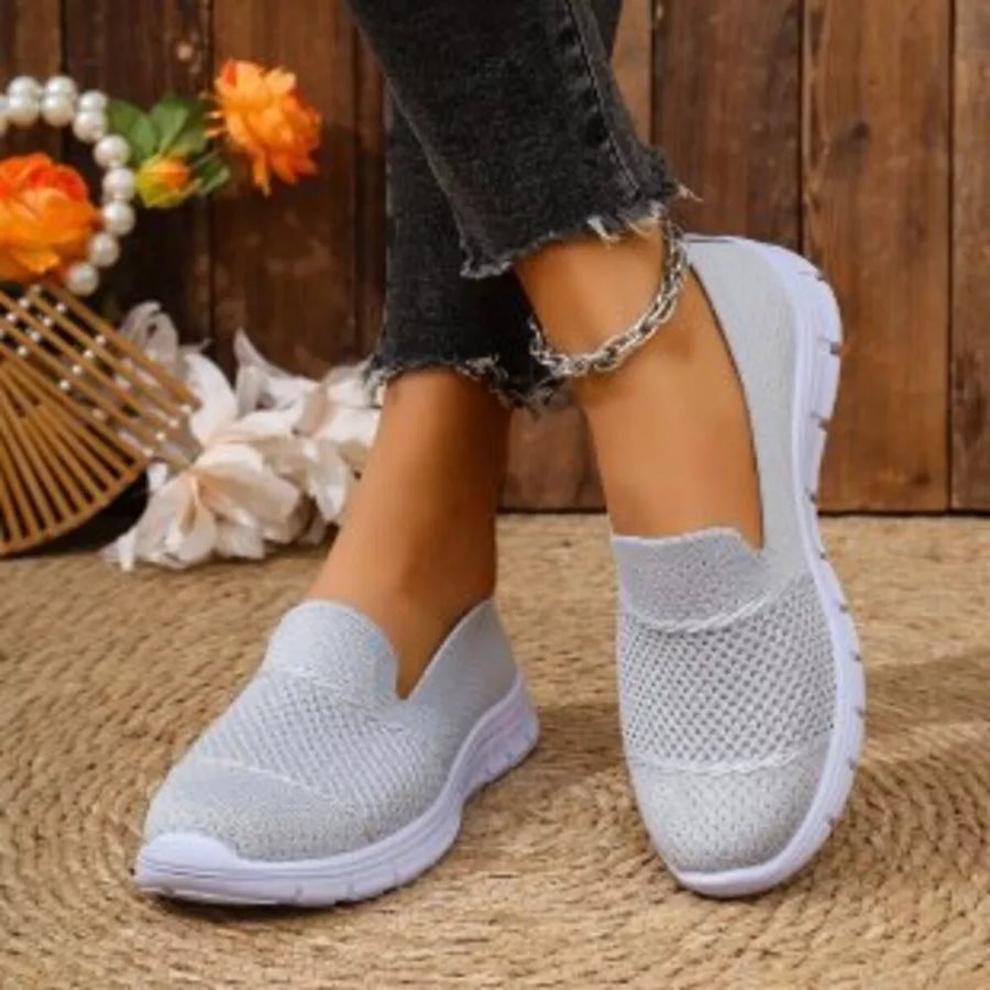 Dark Gray with Round Toe Flats Slip-ons