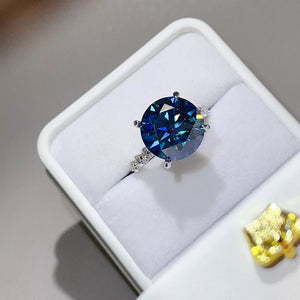 925 sterling silver,Moissanite Carat weight: 10ct Care instructions: Avoid weari ring in Cerulean with jewelry silhouette