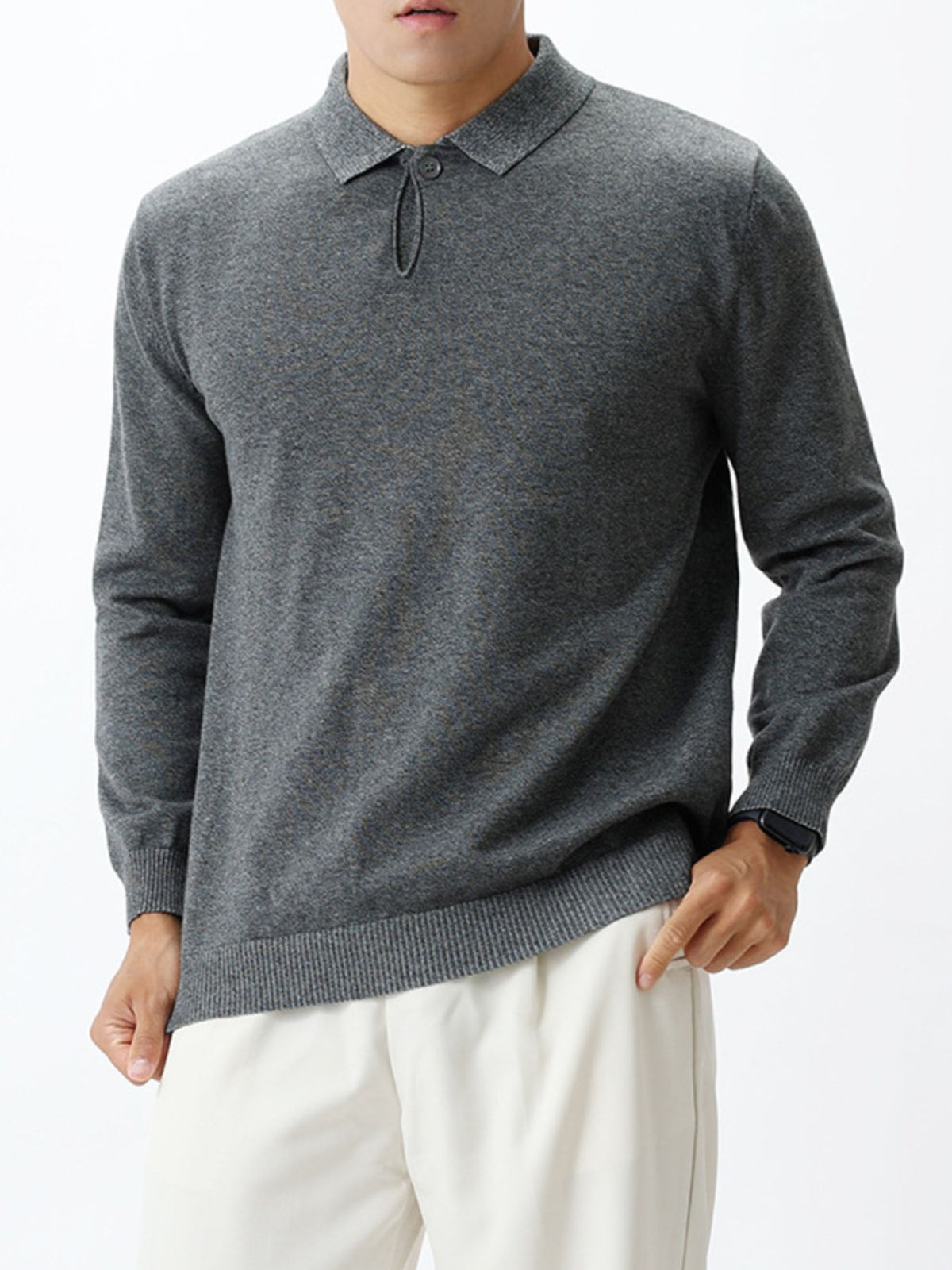 pullover sweater in charcoal gray featuring plus-size and regular fit