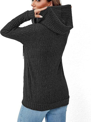 Black cardigan with hip-length and zip-front