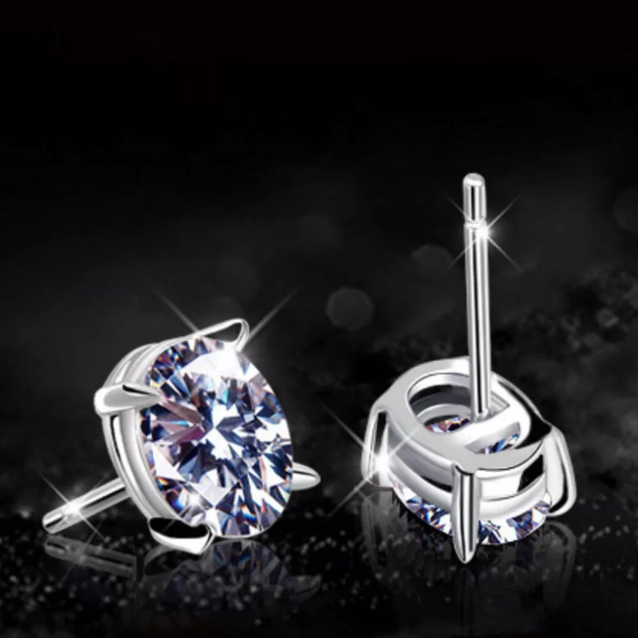 925 sterling silver,Moissanite Carat weight: 1ct Care instructions: Avoid wearin earrings in Silver with stud silhouette