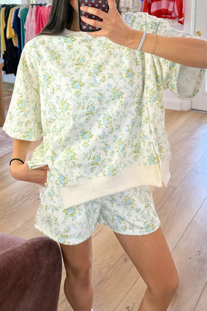 Floral Print Long Sleeve Shift Top & Shorts Set in this colorway