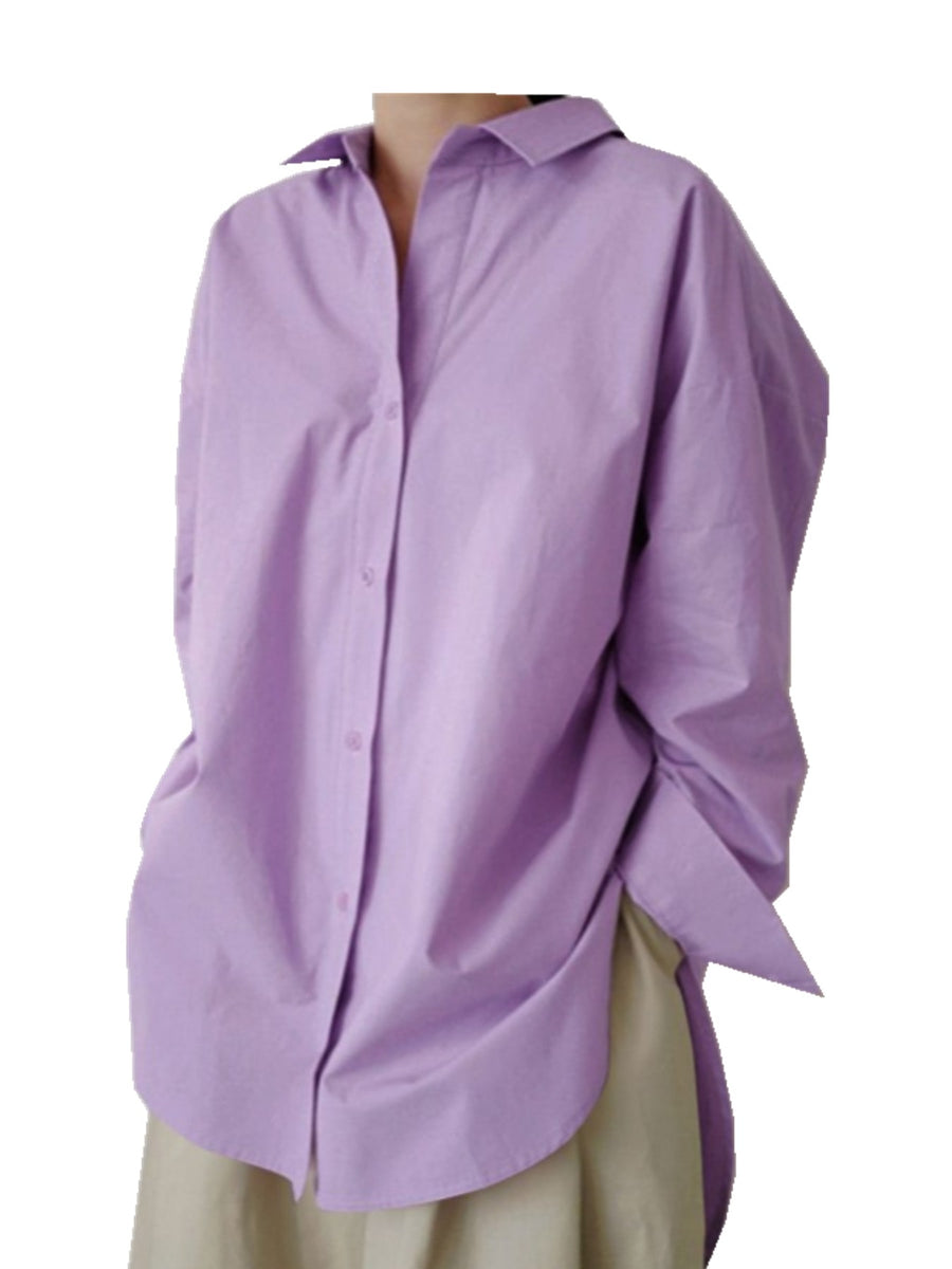 button-down shirt in Black with collared and long sleeve