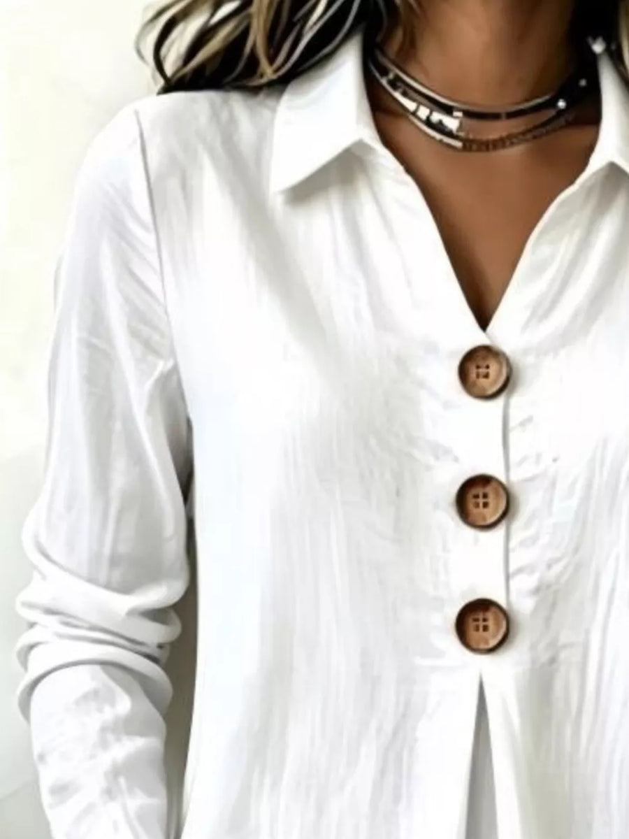 Apricot Button Detail Long Sleeve Blouse