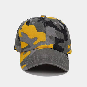 cap in mustard yellow featuring curved brim and fitted fit