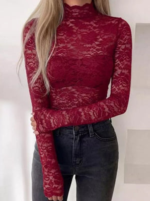 romantic blouse in Dusty Pink with mock neck