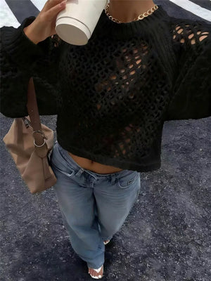 Crochet Knit Raglan Sleeve Sweater option 7