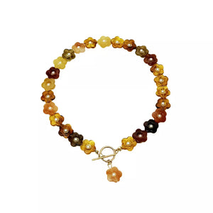 Retro Resin Flower Charm 18k Gold-plated Necklace option 9