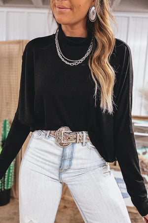 75% polyester, 20% viscose, 5% elastane Care instructions: Machine wash cold top in Black with relaxed silhouette