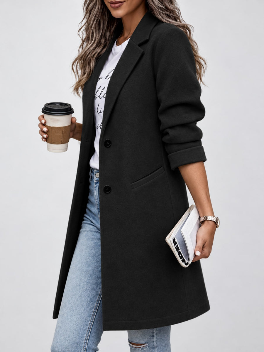 Polyester &amp overcoat in Khaki with regular silhouette
