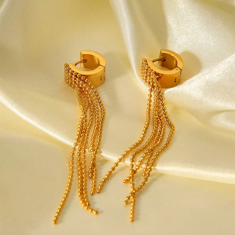 gold earrings with long and hinged hoop