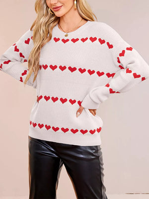 Red pullover sweater with hip-length and pullover