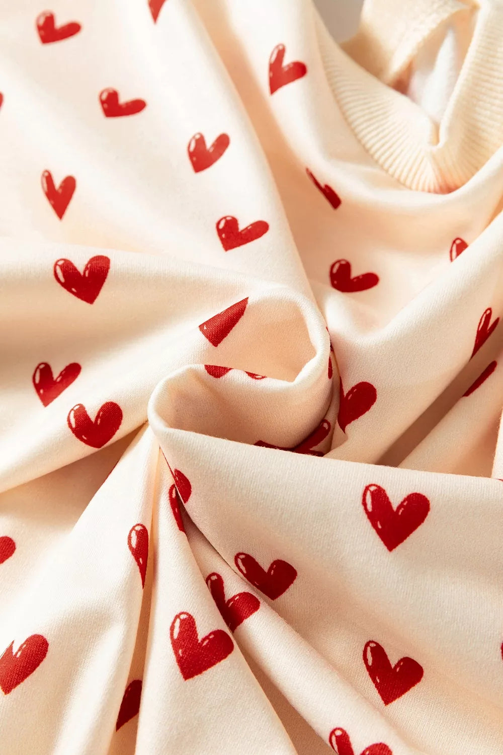 Heart Print Round Neck Long Sleeve Sweatshirt option 6