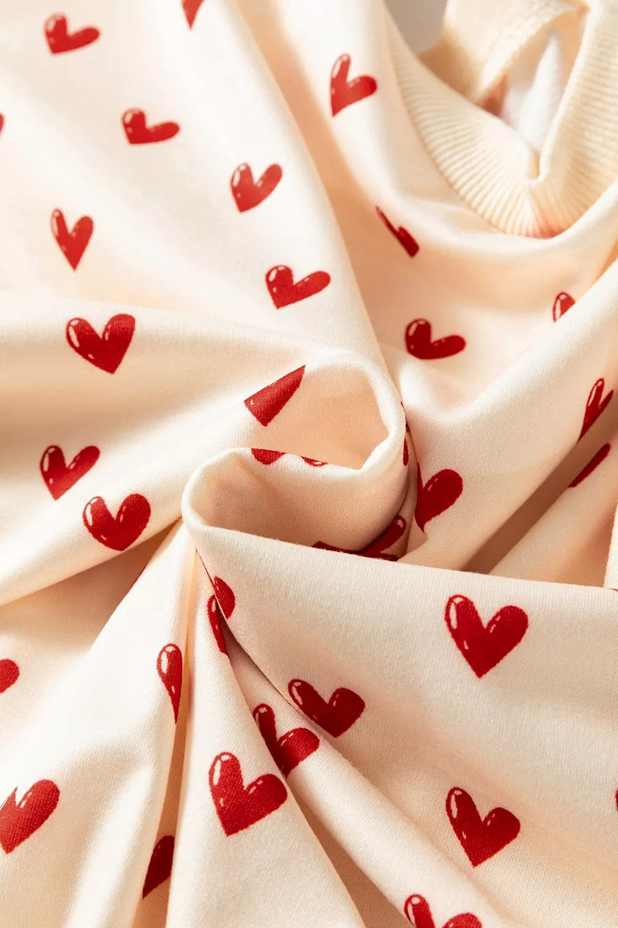 Heart Print Round Neck Long Sleeve Sweatshirt option 6
