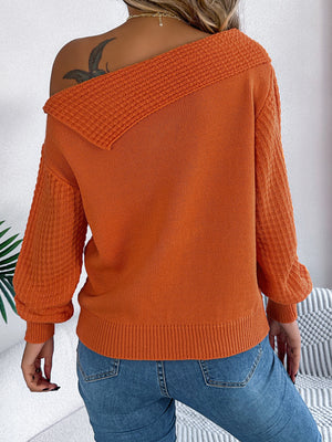 100% acrylic Care instructions: Machine wash cold pullover sweater in Orange with relaxed silhouette