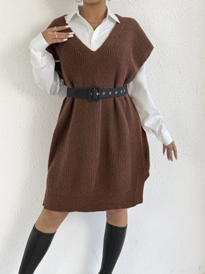 sweater vest in Coffee with oversized and tunic-length