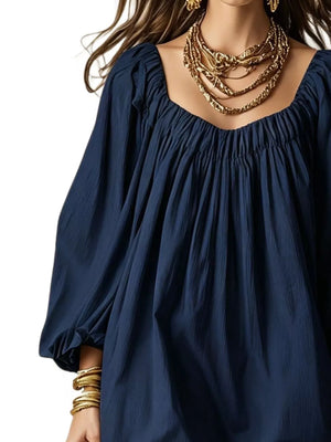 Flowy Balloon Sleeve Mini Dress in Ivory