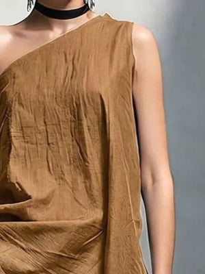 Black one-shoulder top with hip-length and pullover