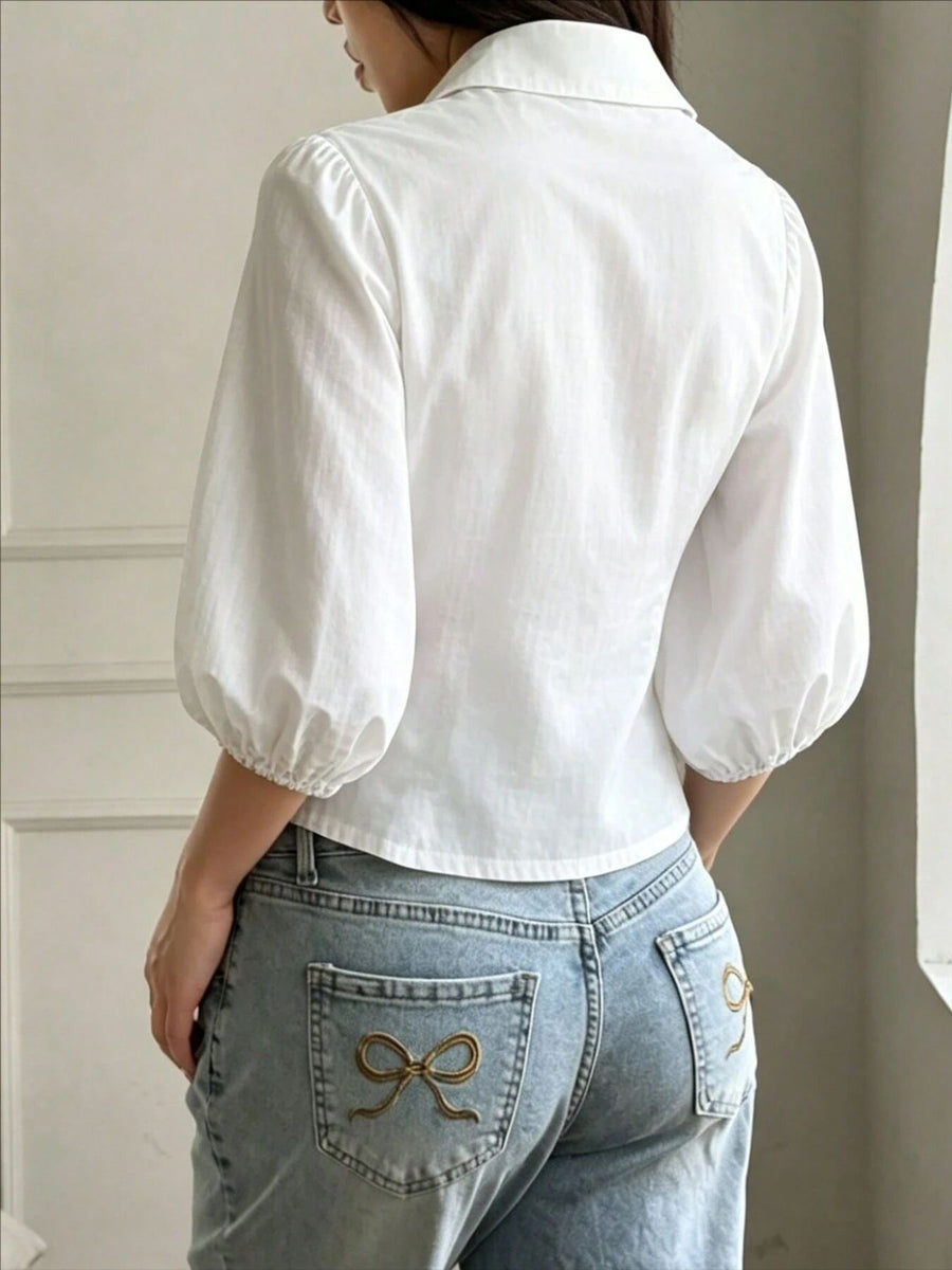 classic button-down shirt in white with collared