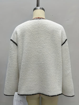 classic jacket in White with round neck