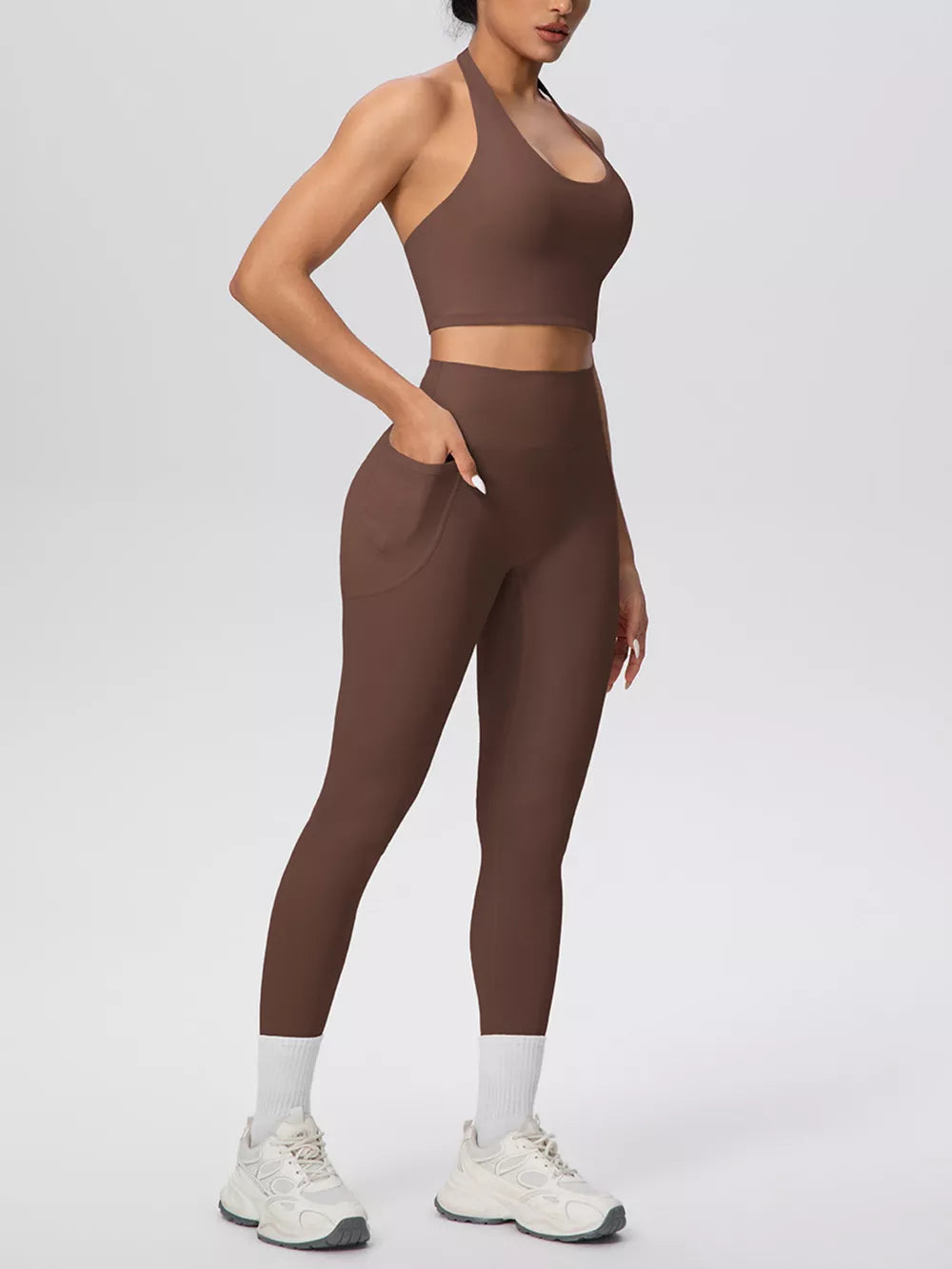 Blush Pink active set with cropped and pullover