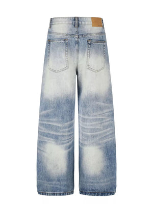 Blue with Men S Washed Wide Leg Jeans