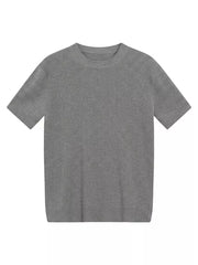Men's Ribbed Knit Short Sleeve T-shirt in Grey