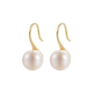 Gold drop earrings with freshwater pearls