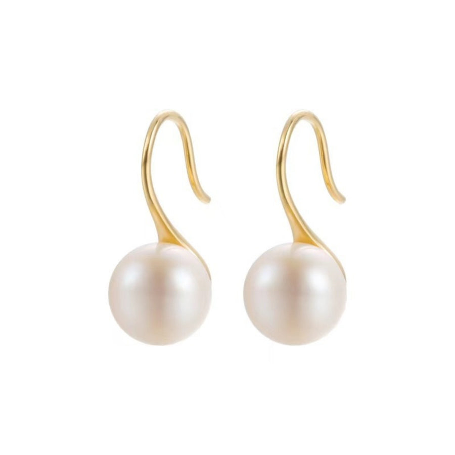 Gold drop earrings with freshwater pearls