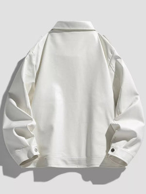 Red Men's Plus Size Lapel Collar Long Sleeve Outerwear