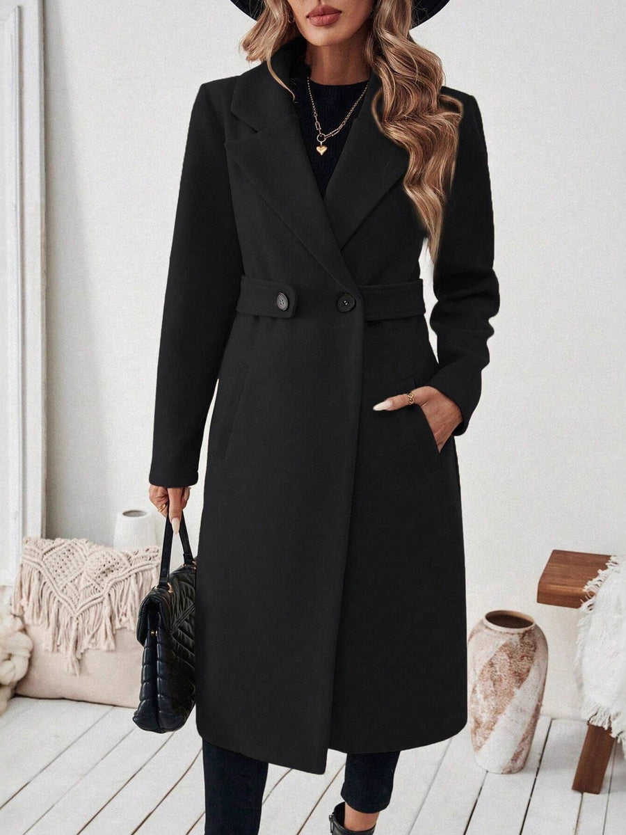 Dark Gray straight overcoat with notch lapel
