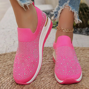 sneakers featuring rhinestone-embellished in Black with Polyester, Rubber, Rhinestone Imported Size &amp texture