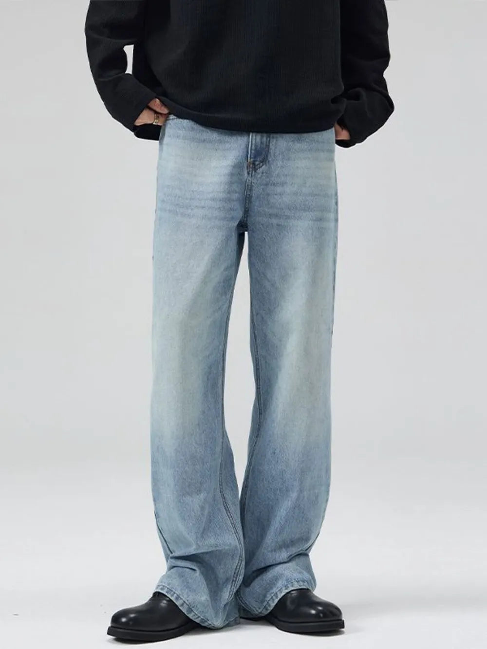 Sage Men's Vintage Wash Flare Jeans Plus Size