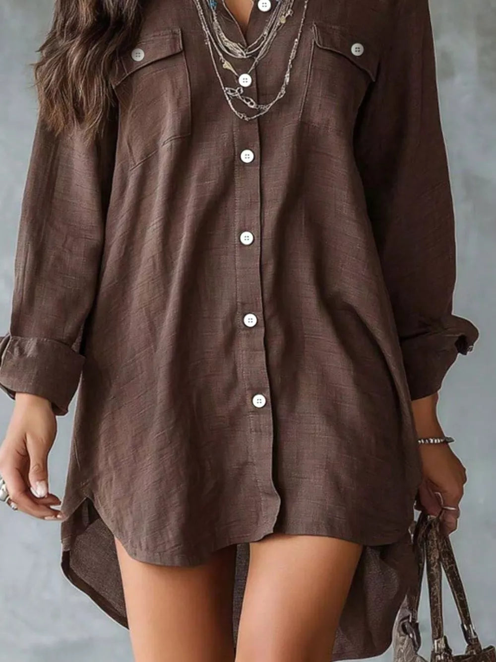 coastal shirt dress in Navy with collared