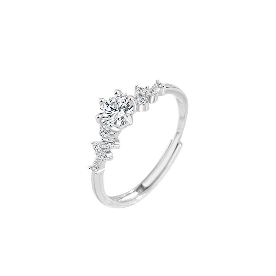 1 Carat Moissanite 925 Sterling Silver Ring in clear with moissanite stones