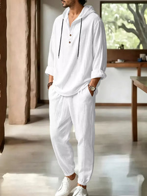 White relaxed lounge set with hooded