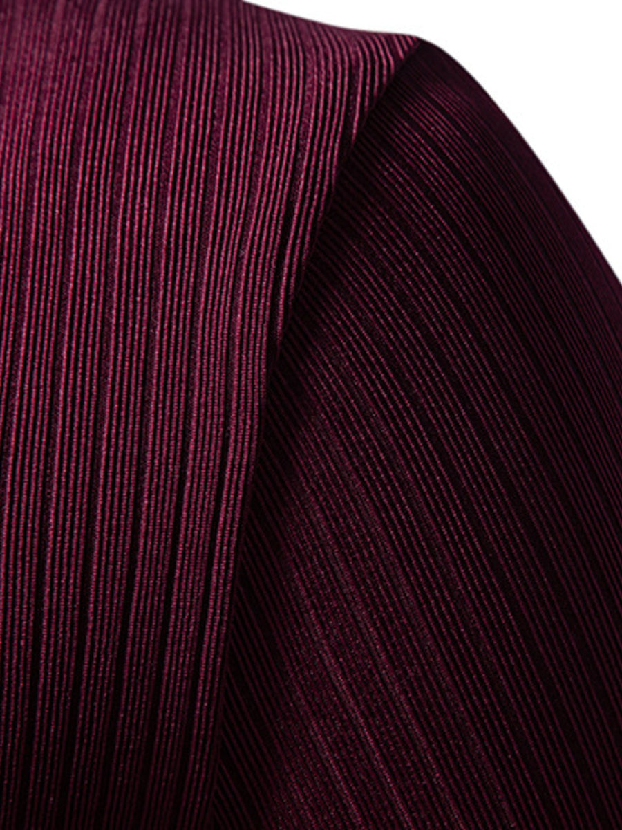 Burgundy ribbed henley t-shirt with vertical texture detail