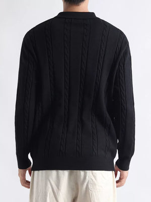 Camel pullover sweater with hip-length and half-button