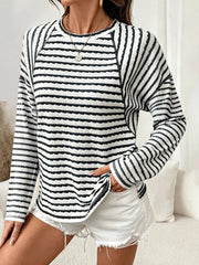 black t-shirt with striped and crew neck