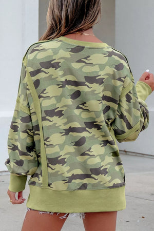 Camouflage Waffle Knit Oversized Sweatshirt option 5
