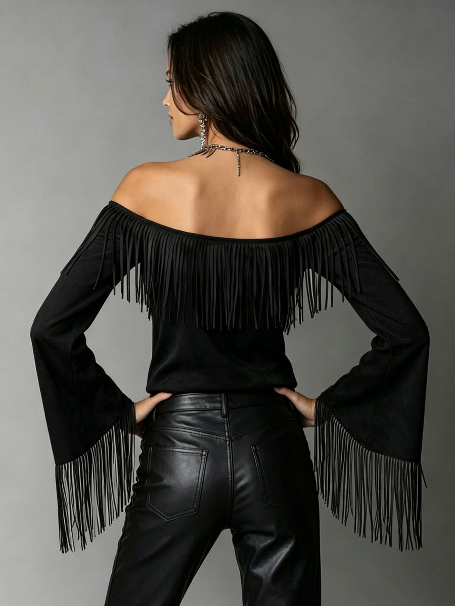 bohemian off-shoulder top in Pink with off-shoulder