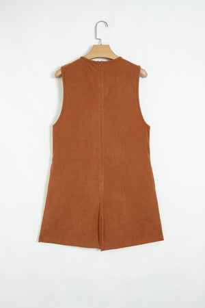 rust relaxed romper with v-neck