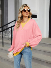 sweatshirt in navy blue with contrast trim and tunic-length