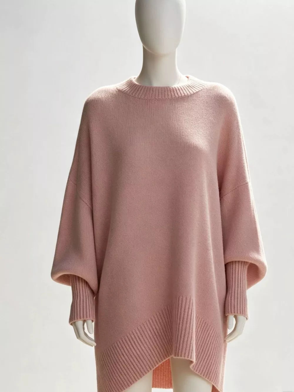 Oversized Batwing Sleeve Sweater in Dark Green with ribbed