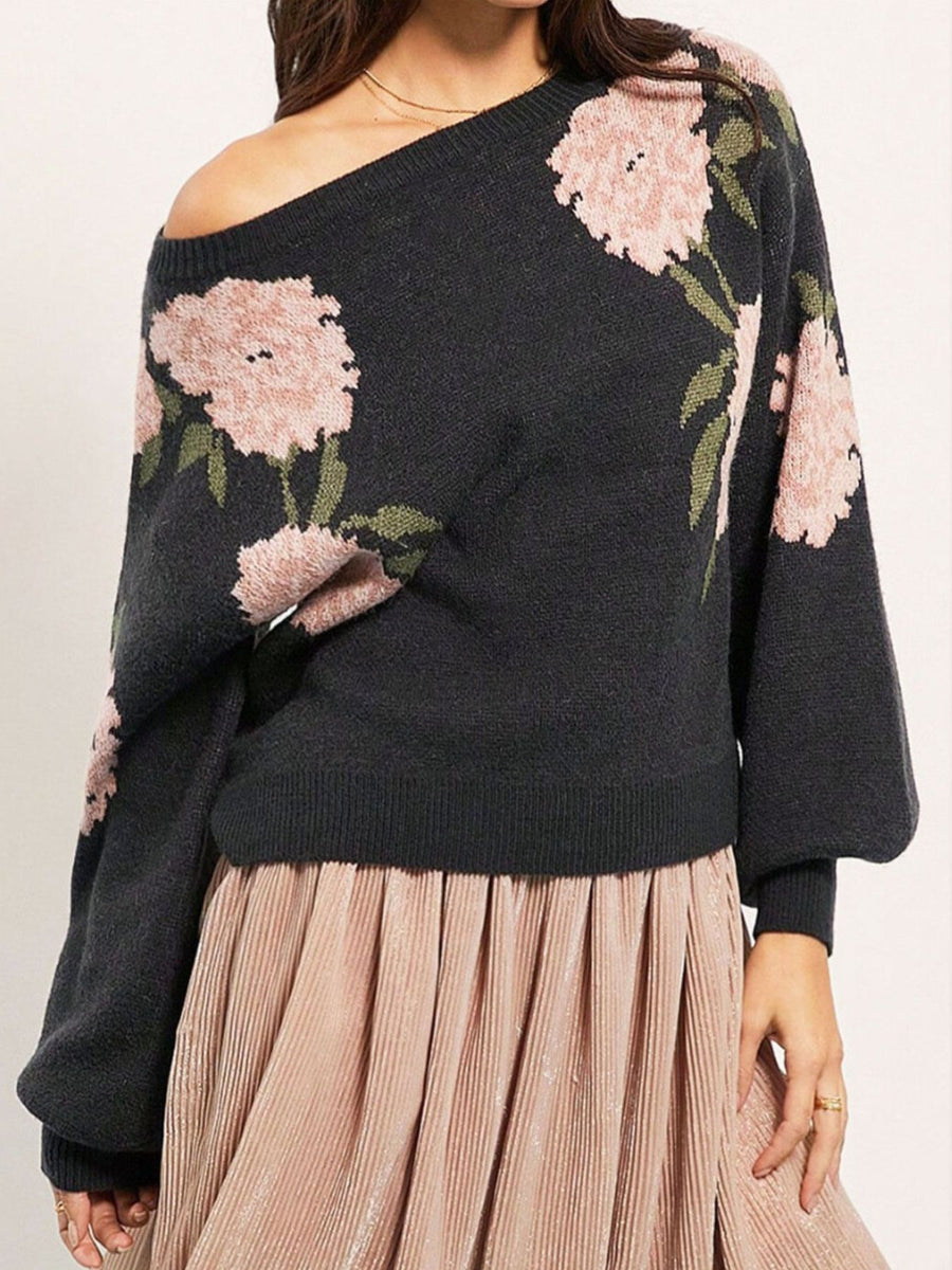 pullover sweater in Coffee Brown with dropped shoulder and waist-length