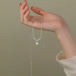 925 Sterling Silver Zircon Pendant Necklace in silver with zircon stones