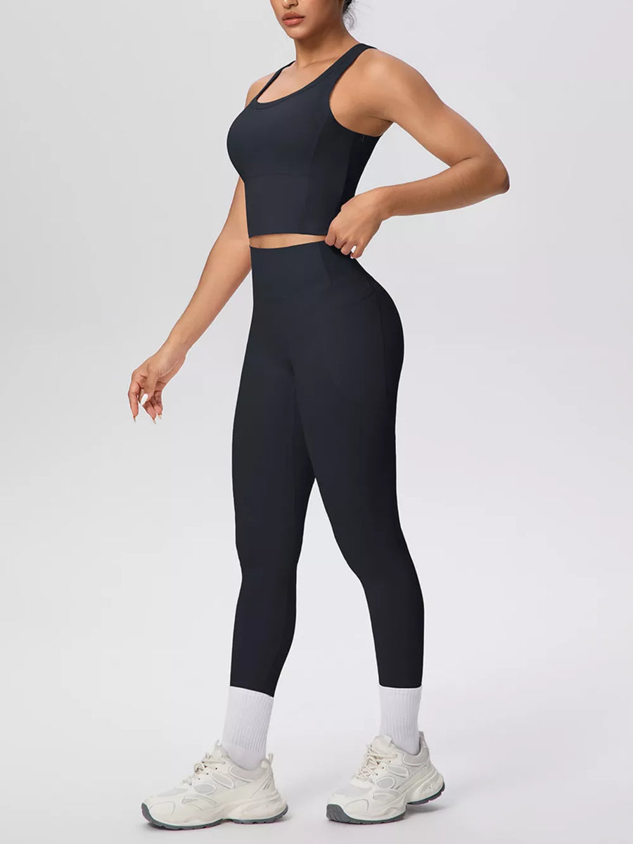 Blush Pink athletic tank with two-piece and sleeveless